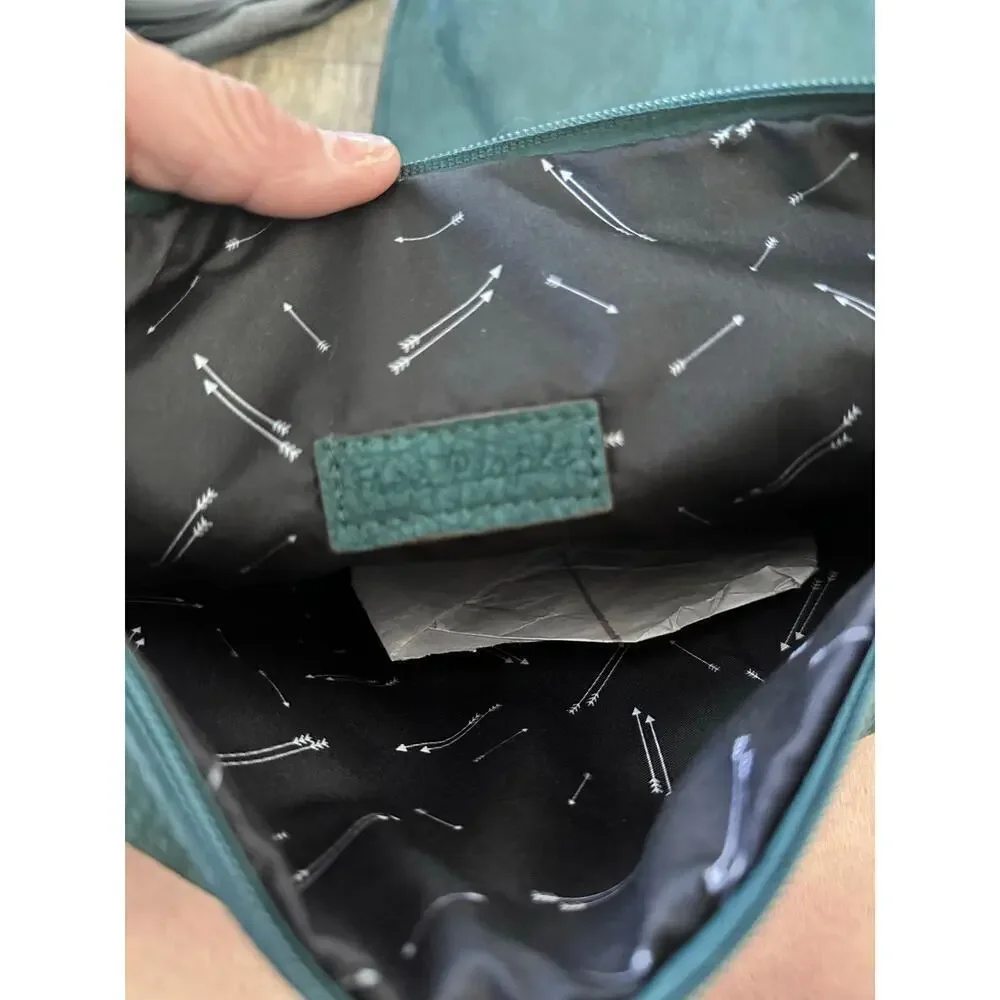 Free People Women's Teal Green Leather Shoulder Straps Tote Bag